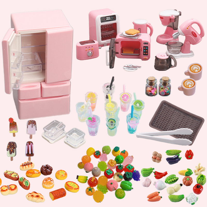 Kitchen Gadgets Kids - 子供用キッチンおもちゃアクセサリー冷蔵庫ごっこ遊びセットドールハウス調理器具おもちゃ遊び用食品セットおもちゃ野菜パン果物