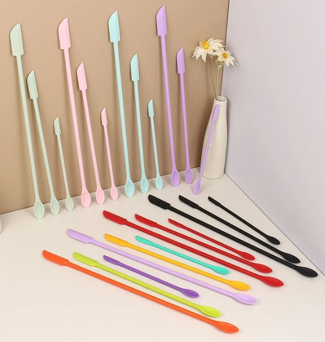 Silicone Spatula Set - 長い柄の耐熱シリコンスパチュラ,両端スクレーパーとスプーン,ジャムヘラ,キッチンガジェット,アクセサリー,3ピース/セット