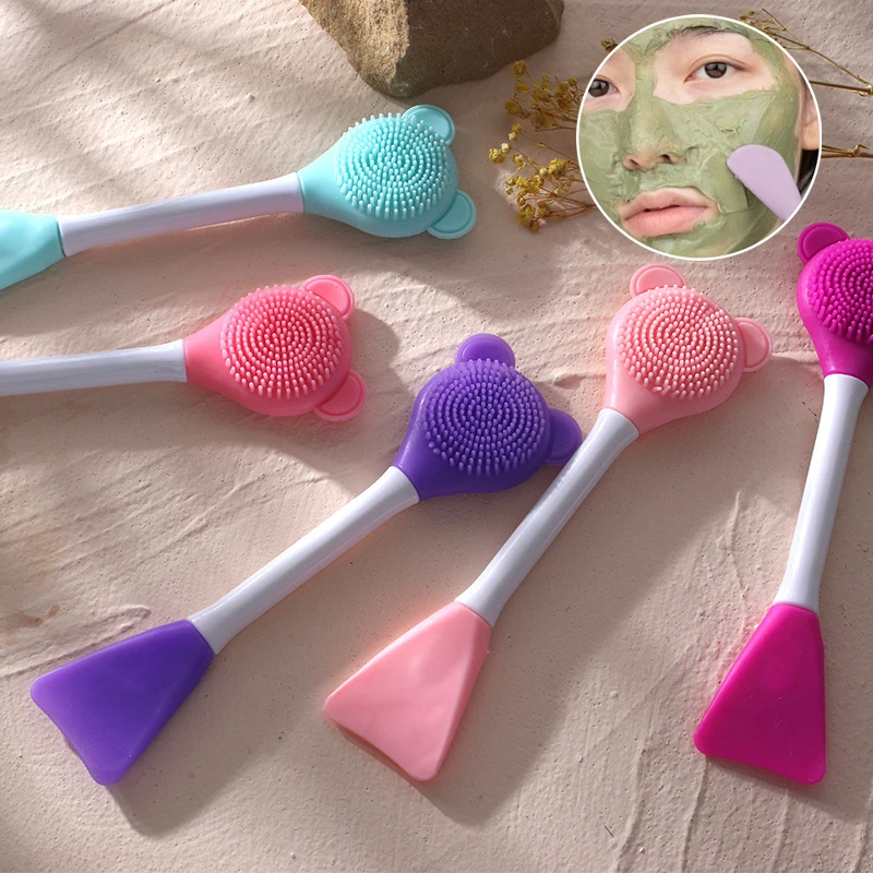 Silicone Spatula Set - 1-8 個フェイスブラシセットシリコーンフェイシャルマスクアプリケーターダブルヘッドローションスパチュラ黒ずみフェイスリップエクスフォリエータースキンケアツール