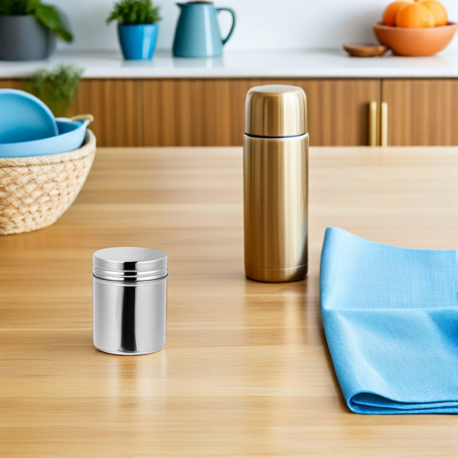 Food Storage Containers - 2 個のステンレス鋼キャニスター 304 食品保存容器気密シールポータブル旅行茶コーヒースパイス瓶キッチン屋外