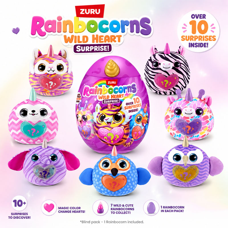 Kitchen Gadgets Kids - ZURU Rainocorns ワイルドハートサプライズ レインボーユニコーンシリーズ ミステリアスエッグぬいぐるみ ブラインドボックストイ