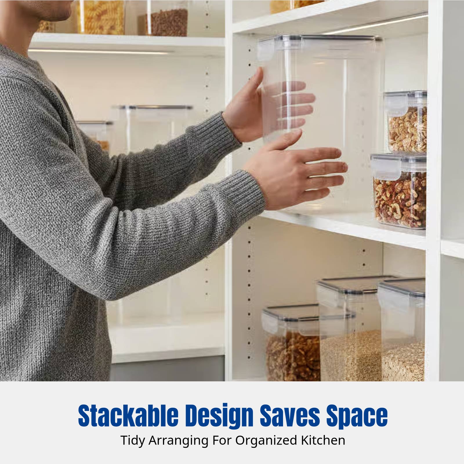 気密食品保存容器セット、大容量、透明、積み重ね可能、冷蔵庫用 - Food Storage Containers のレビューと価格
