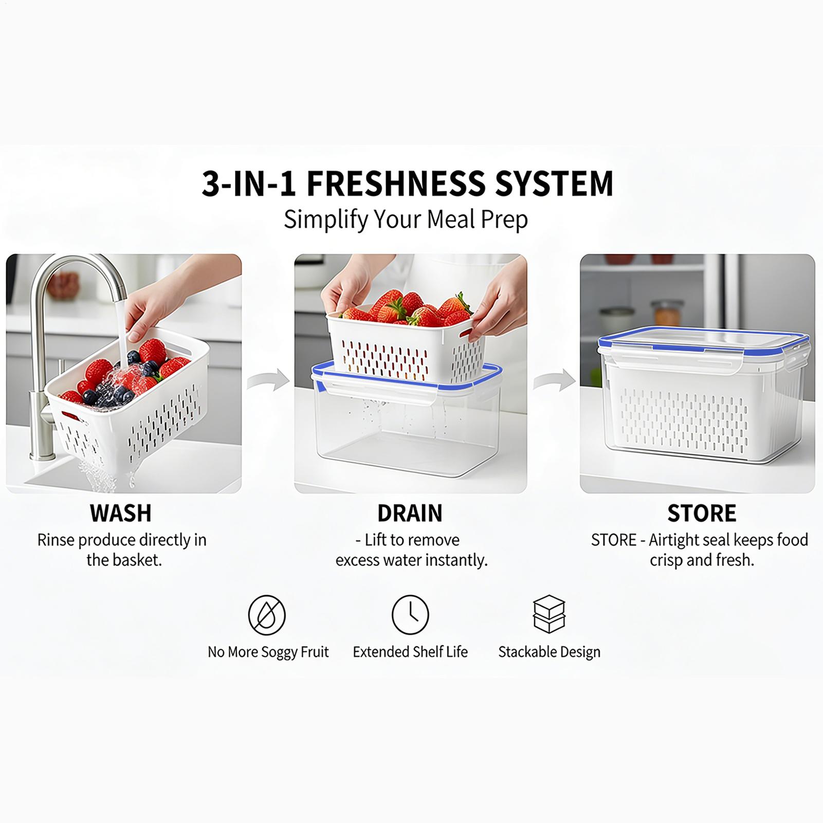 4 in 1 食品保存容器 4 in 1 透明で漏れ防止の容 - Food Storage Containers のレビューと価格