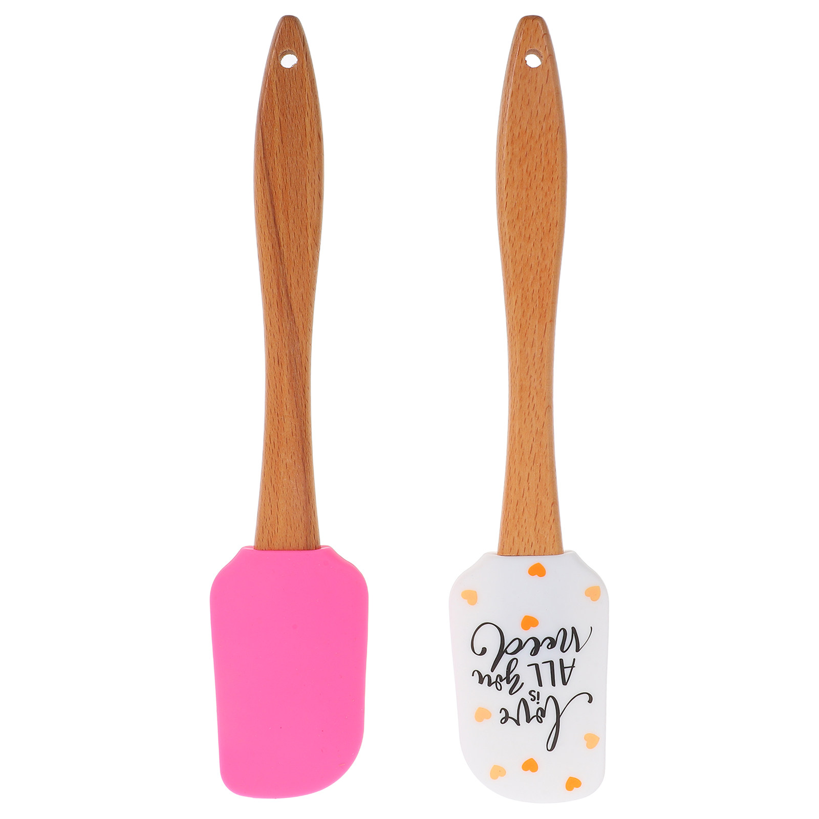 2個セット シリコン製バレンタインスパチュラセット 木製ハン - Silicone Spatula Set のレビューと価格