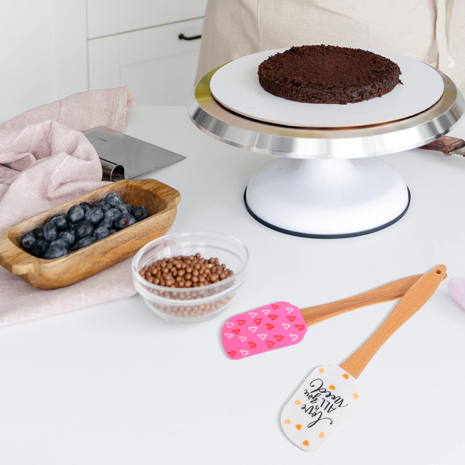 2個セット シリコン製バレンタインスパチュラセット 木製ハン - Silicone Spatula Set のレビューと価格