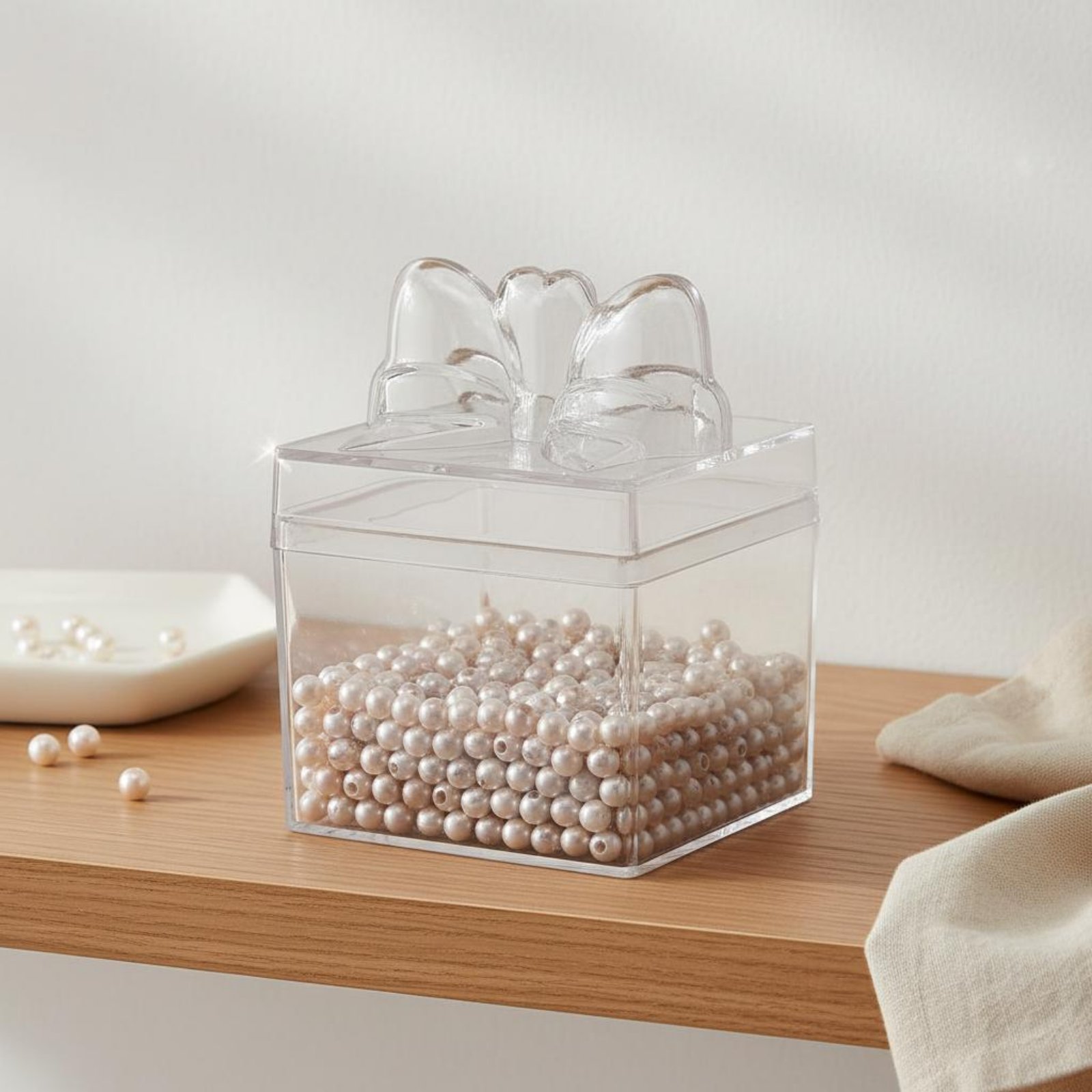 透明プラスチック製キャンディボックス、リボン付き多目的透明キ - Food Storage Containers のレビューと価格