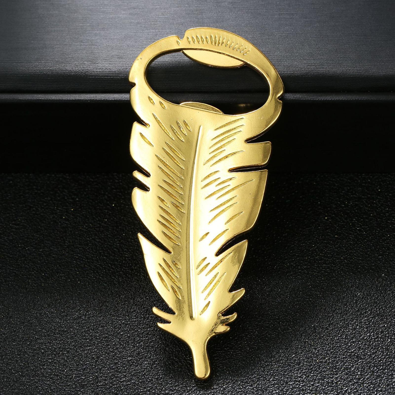 ビールボトルオープナー ゴールドフェザーシェイプキャップリム - Kitchen Gadgets Dropshipping のレビューと価格