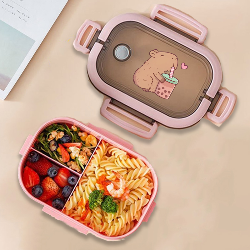 カピバラ弁当箱アニメ動物プリント食品保存容器子供学校ピクニッ - Food Storage Containers のレビューと価格
