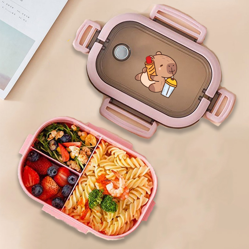 カピバラ弁当箱アニメ動物プリント食品保存容器子供学校ピクニッ - Food Storage Containers のレビューと価格
