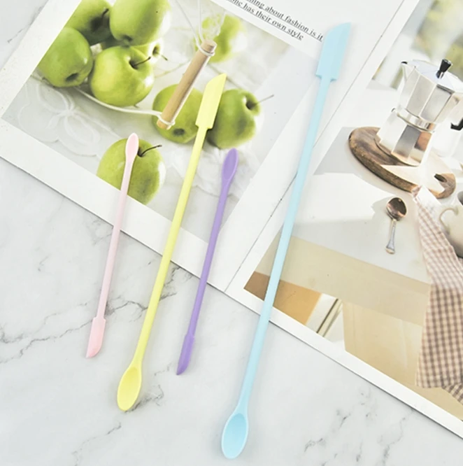 長い柄の耐熱シリコンスパチュラ,両端スクレーパーとスプーン, - Silicone Spatula Set のレビューと価格