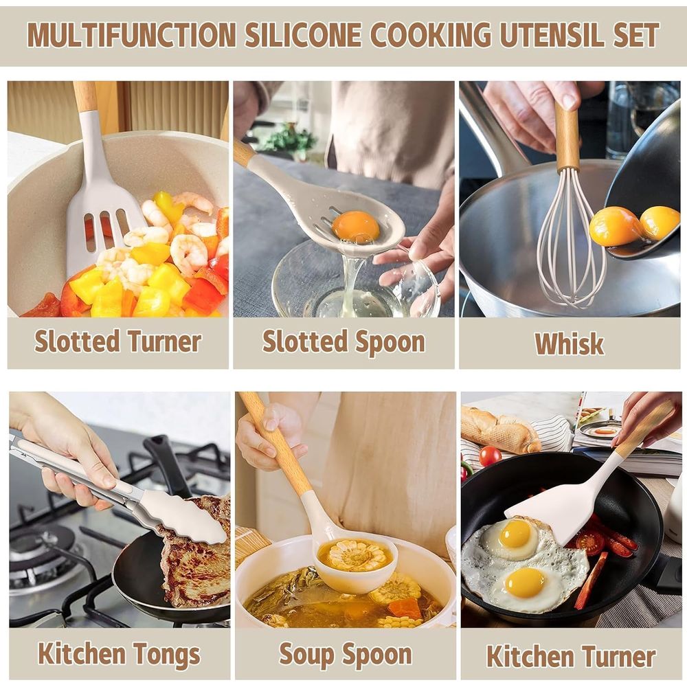 厚みのあるシリコン製キッチンツールセット - 調理器具セット - Kitchen Gadgets For Cooking のレビューと価格