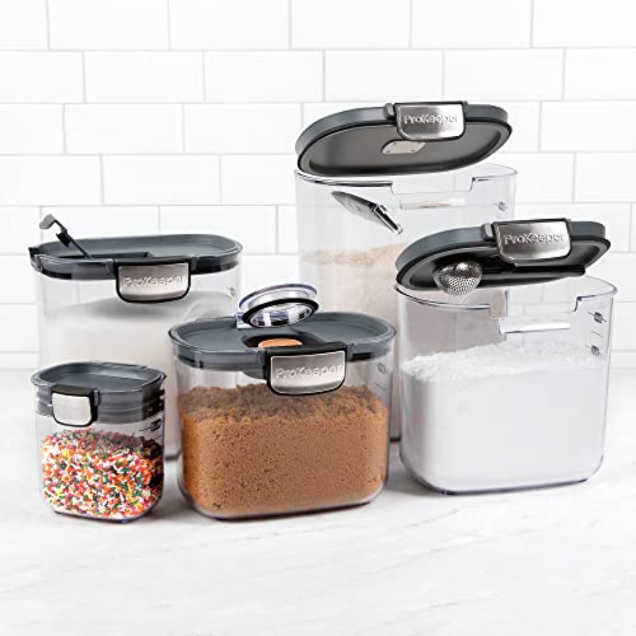 気密食品保存容器セット 透明プラスチック製小麦粉・砂糖キャニ - Food Storage Containers のレビューと価格