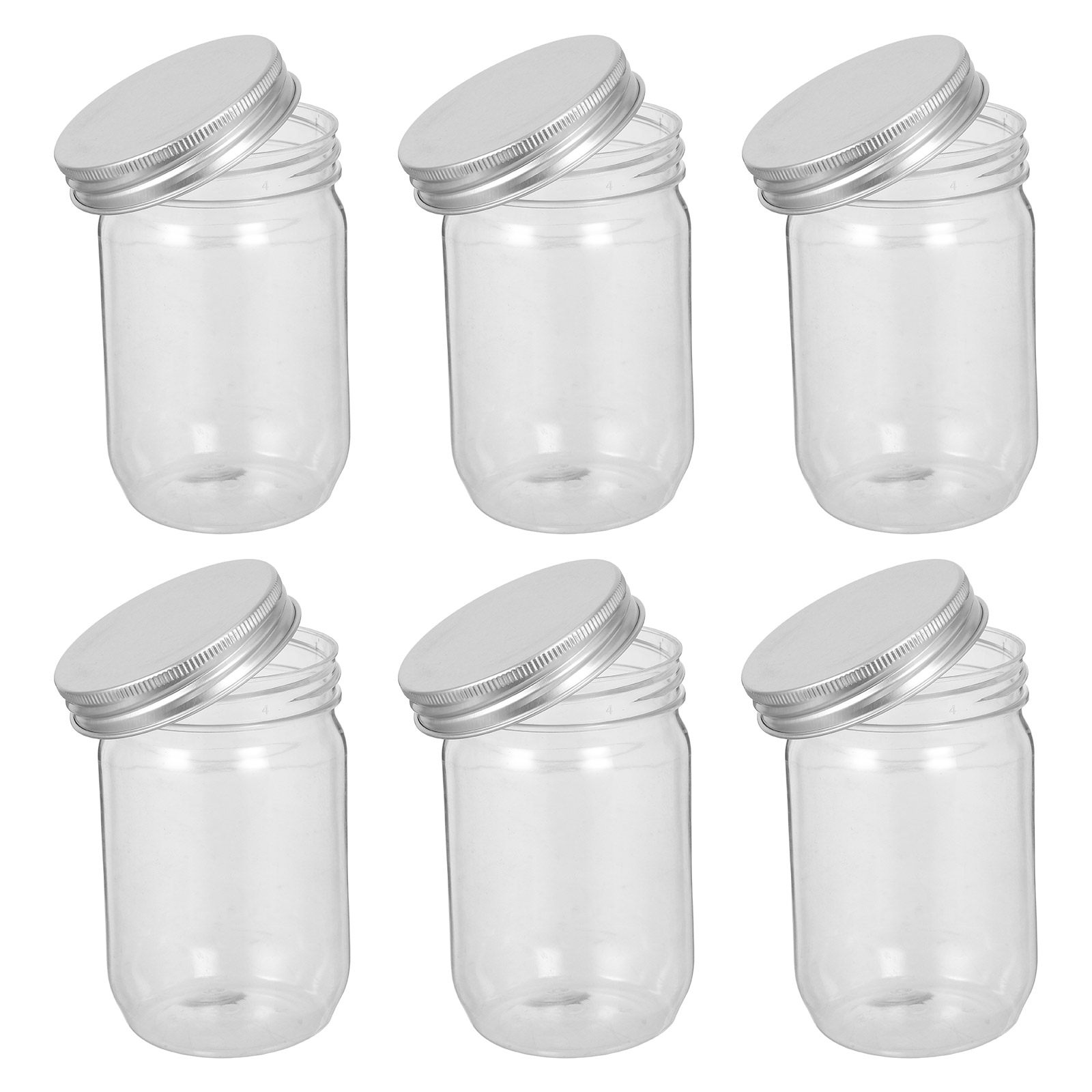 6個入り透明プラスチック製メイソンジャー、気密蓋付き、透明食 - Food Storage Containers のレビューと価格